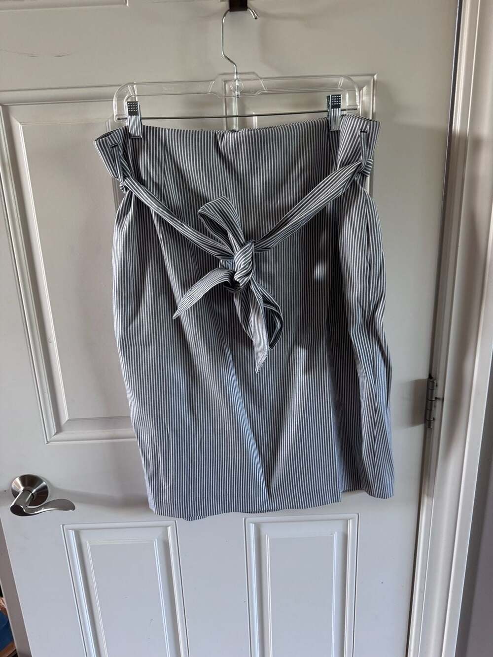 Lane Bryant Blue White Striped Tie Waist Midi Pencil Skirt Size 18, NWT